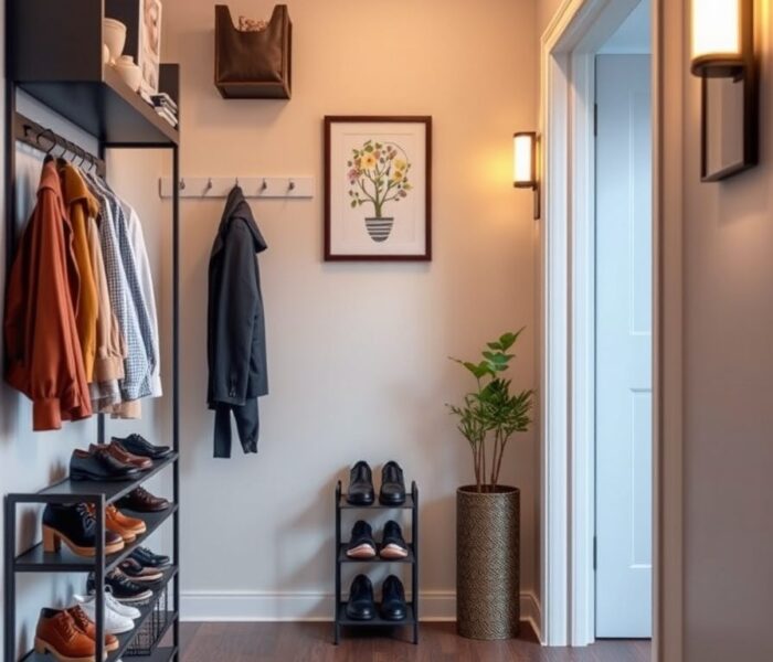 Układ funkcjonalny przedpokoju: jak zaplanować wygodną i estetyczną przestrzeń na buty i okrycia wierzchnie