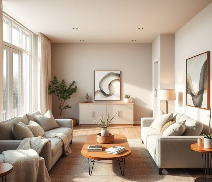 Beże i szarości w mieszkaniu na wynajem: jak stworzyć ciepłą i uniwersalną aranżację przyjazną najemcom