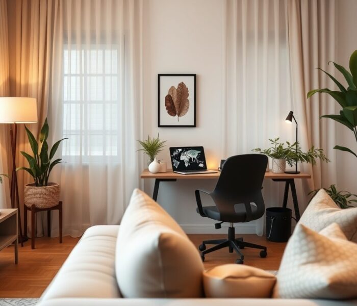 Jak wydzielić home office w salonie, by zachować komfort pracy i relaksu w jednym pomieszczeniu