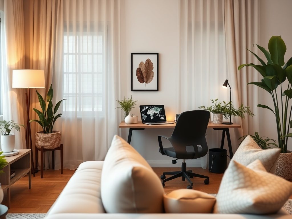 Jak wydzielić home office w salonie, by zachować komfort pracy i relaksu w jednym pomieszczeniu