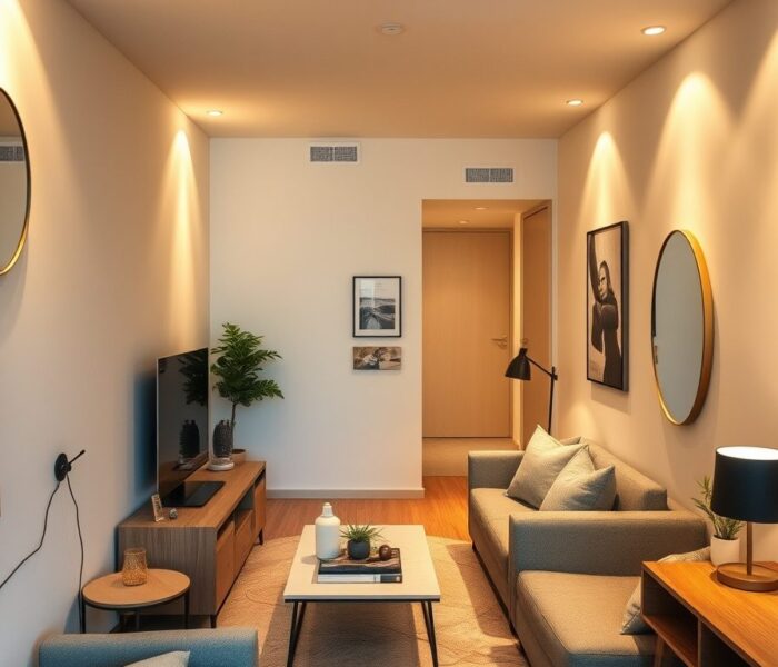 Jak zaplanować funkcjonalne i optycznie powiększające oświetlenie w małym mieszkaniu pod wynajem