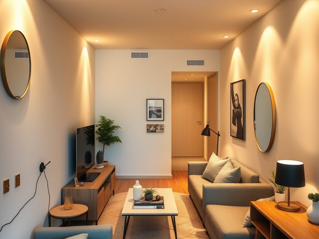 Jak zaplanować funkcjonalne i optycznie powiększające oświetlenie w małym mieszkaniu pod wynajem